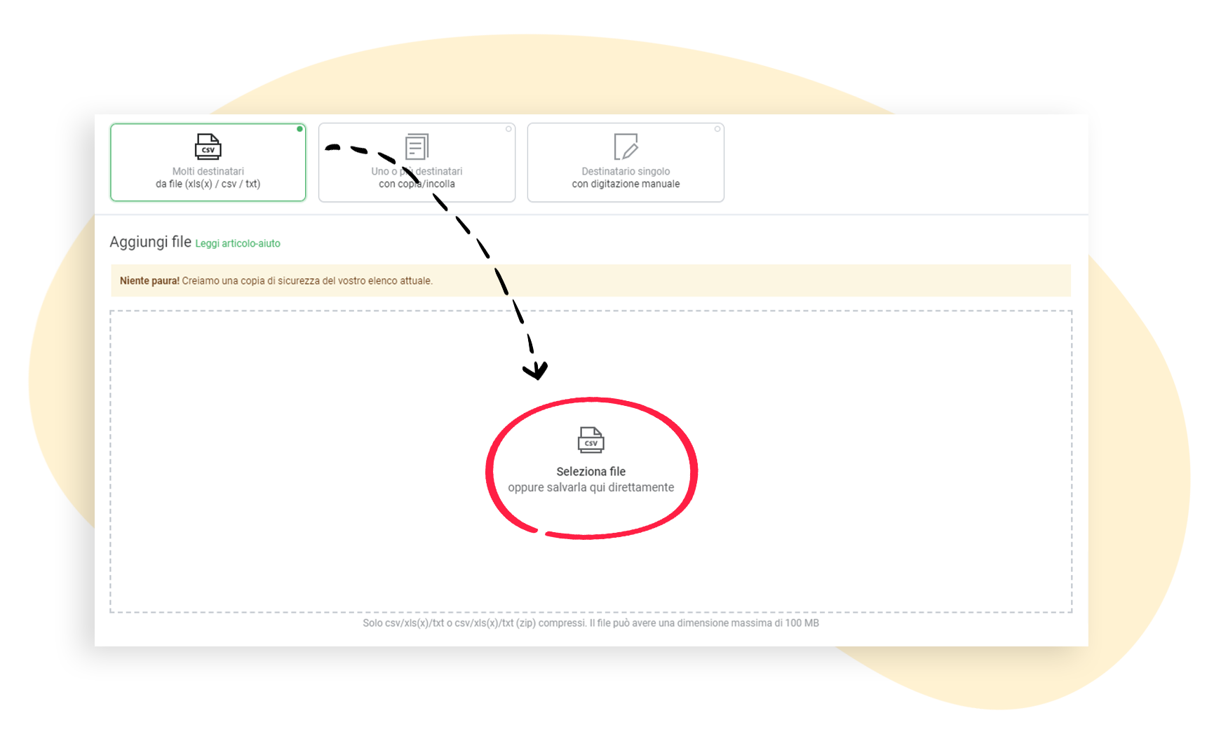 Importazione di file Excel con etichette